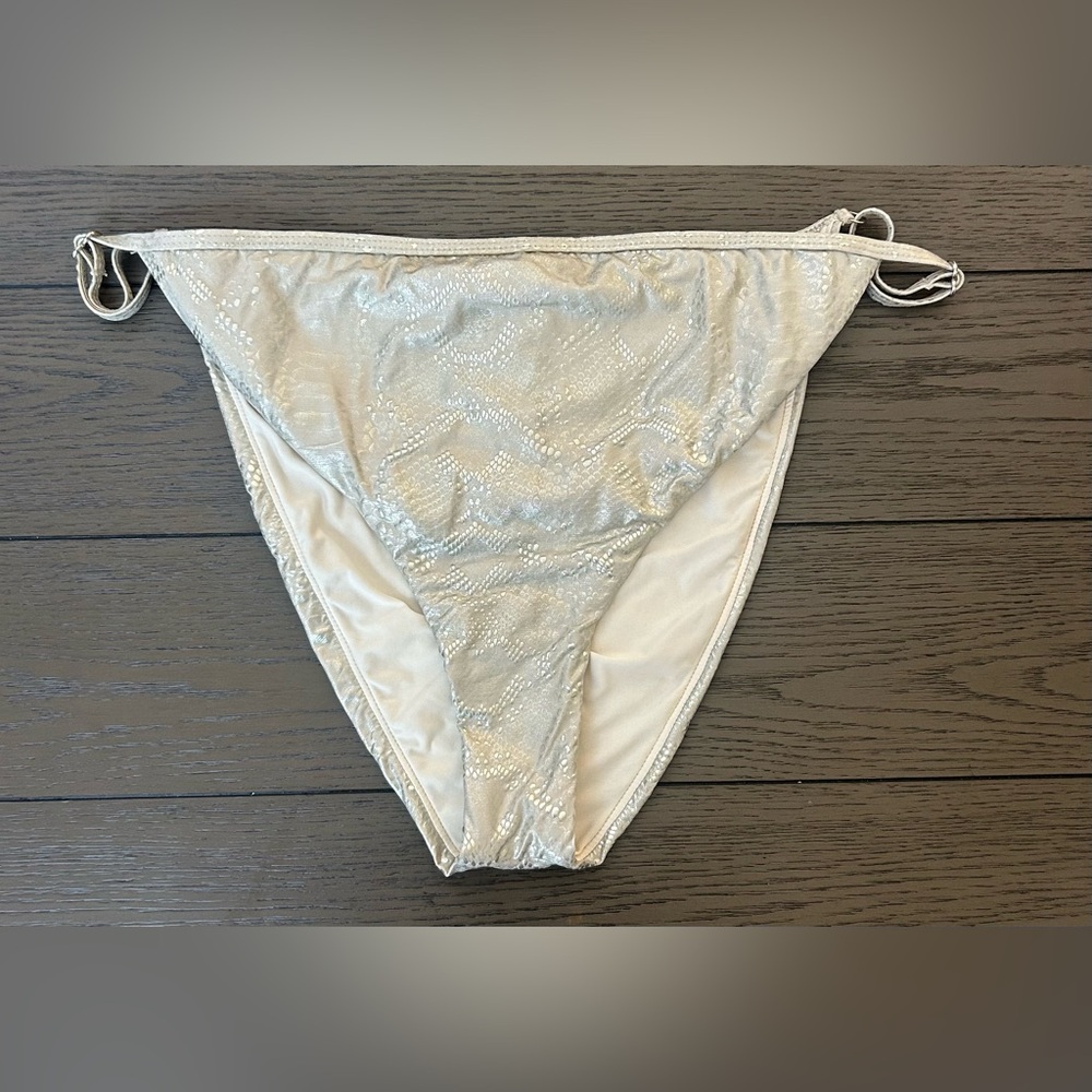 Good American Perfect Fit Bikini Bottom In Silver Metallic Size 5 New Y2K